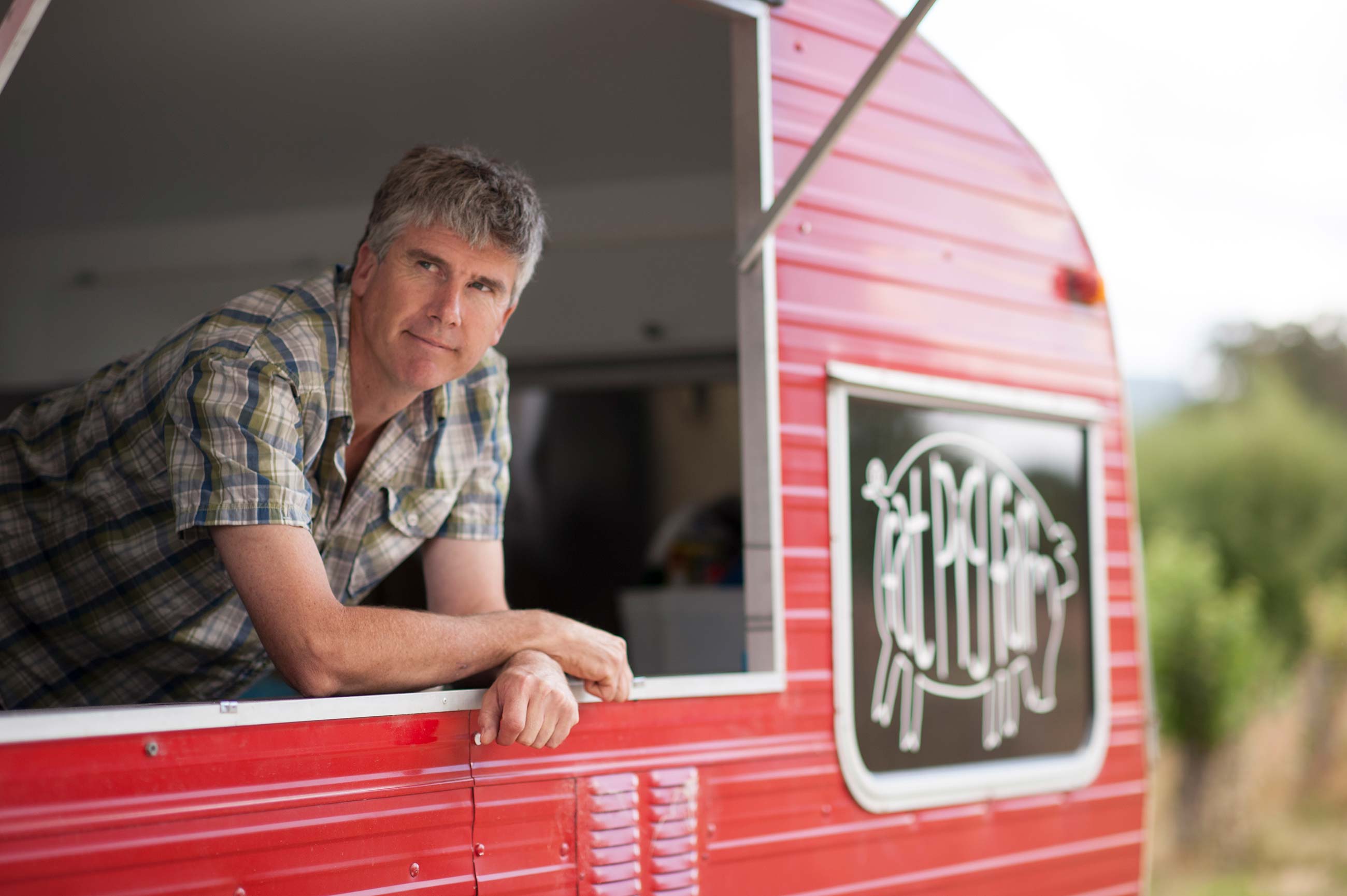 Gourmet Farmer - Matthew Evans in caravan
